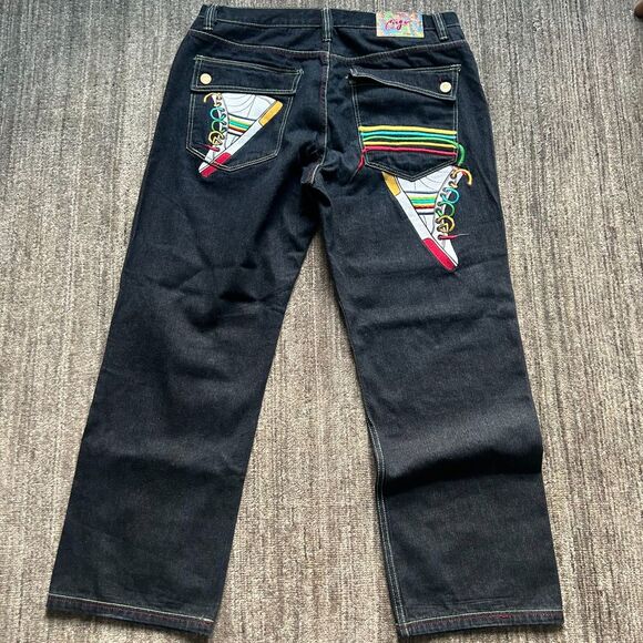 Coogi Vintage Y2K Rainbow Sneaker Jeans, Size 40 x 34, Dark Wash - Picture 1 of 8